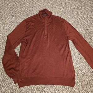 Banana Republic Mens Silk Cashmere Quarter Zip Sweater Rust Orange Knit
